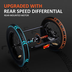 Addmotor M - 360II Semi - Recumbent Electric Trike, 85MI, Fat Tire 3 Wheel Electric Bike for Adults, 750W 48V 20ah Electric Tricycle for Seniors, 20" Electric Trike with Speed Differential, Green