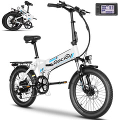 Gocio Foldable Electric Bike for Adults, Peak 750W Electric Mountain Bicycles, 20" * 2.4" Fat Tire Electric Bicycle, 375wh 48V Removable Lithium - Ion Battery, Urban Commuter Ebike Man Woman UL2849