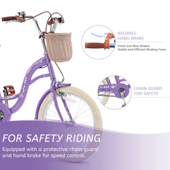 Bstjewey 20 in Girls Bike with Basket, Kids Bicycle for Ages 7 - 13
