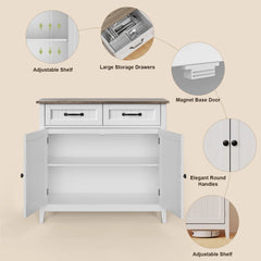 Coffee Bar, Lofka 42" Kitchen Storage Cabinet, Sideboard Buffet Cabinet with 8 Shelves, 1 Drawer