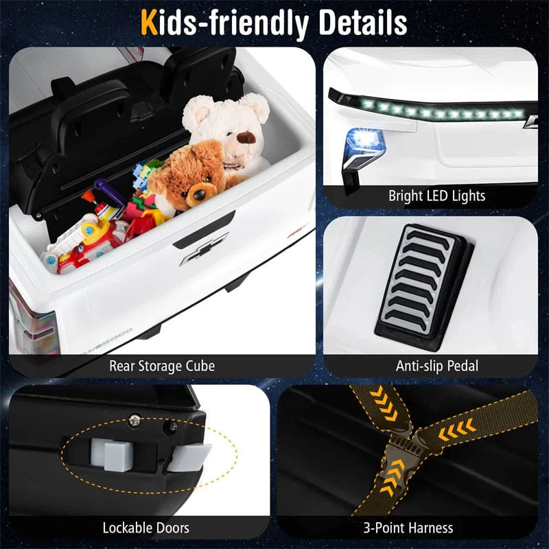 12V Licensed Chevrolet Ride On Truck Car Kids Electric Vehicle with Remote Control, Rear Storage, Lights, Music & Spring Suspension for Ages 3+