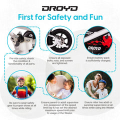 Droyd Weeler Electric Mini Bike - 24V 8ah Battery, 6 - 10 MPH, up to 8 Miles, LED Lights, Kids Ages 6+