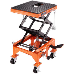 BENTISM Hydraulic Motorcycle Lift Table 350 lb Height 13' - 36' Dirt Bike Scissor Jack Stand with Wide Deck Safety Pin J - Hook