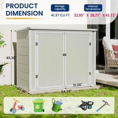 ELPOSUN Outdoor Storage Shed 6x4.5 Ft, Resin Outside Sheds & Outdoor Storage Plastic for Trash Can, Bike, Lawnmower, Generator, Tool Shed with Lockable Door for Backyard, Lawn, Patio, Grey & White