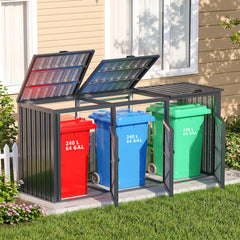 AECOJOY 73 Cu.Ft Outdoor Trash Can Storage Shed for 3 Garbage Cans