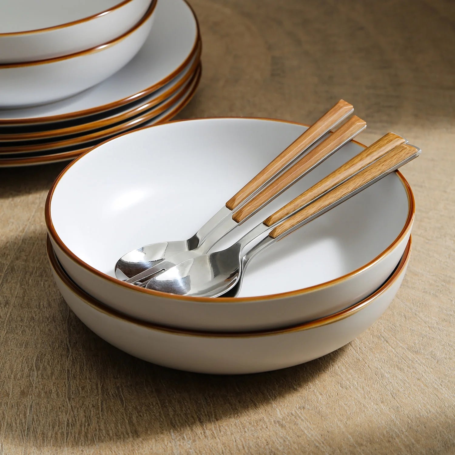 Stone + Lain Brasa Stoneware Collection Dinnerware Set, 32 - Piece Service for 8, Blue