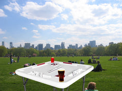 Bene Casa Foldable Domino Table with Built - in Drink Holders, 38" x 38", White