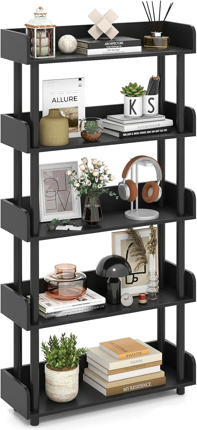 Tangkula 5-Tier Open Bookcase with Industrial Storage Unit