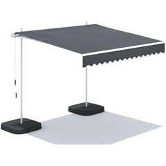 AECOJOY Free Standing Retractable Awning, 10'x8' Patio Awnings Outdoor Manual Sun Shade Shelter, Dark Grey