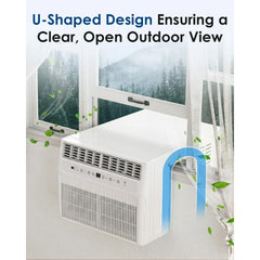 AECOJOY U-Shaped Window Air Conditioner 10,000 BTU AC Unit with Full Window View, Cools 250 Sq. Ft.