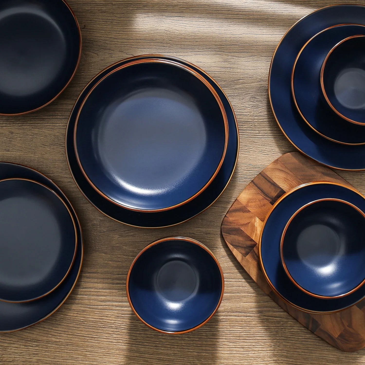 Stone + Lain Brasa Stoneware Collection Dinnerware Set, 32 - Piece Service for 8, Blue
