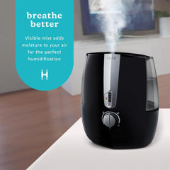 Homedics Totalcomfort Plus Ultrasonic Air Humidifier, 5.3 L Water Tank with Warm and Cool Mist for Home, Office, Nursery, Dorm, Night - Light with Auto Shutoff