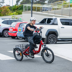 Addmotor Folding Electric Trike, 90MI Electric Tricycle for Adults, 750W 48V 20ah, CITYTRI 3 Wheel Electric Bikes, Step - Thru Etrike with Rear Speed Differential & Parking Brake, E - 310 Plus Red