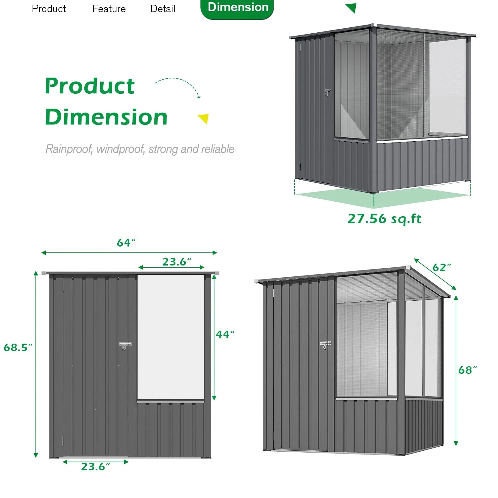 AECOJOY 5x5 FT Storage Shed, Metal Sheds & Outdoor Storage with Lockable Doors and Ventilated Mesh, Utility Garden Tool Shed