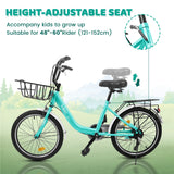 20 in Kids Bike for Boys Girls, 1 Speed Children Bicycle with Basket, Rear Seat, Chain Guard, Coaster Brake and V - Brake, Steel Frame Kids Bike for Ages 6 - 12 Years Old Birthday Gift, Purple