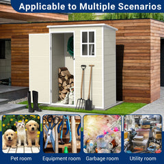 ELPOSUN Outdoor Storage Shed 6x4.5 Ft, Resin Outside Sheds & Outdoor Storage Plastic for Trash Can, Bike, Lawnmower, Generator, Tool Shed with Lockable Door for Backyard, Lawn, Patio, Grey & White