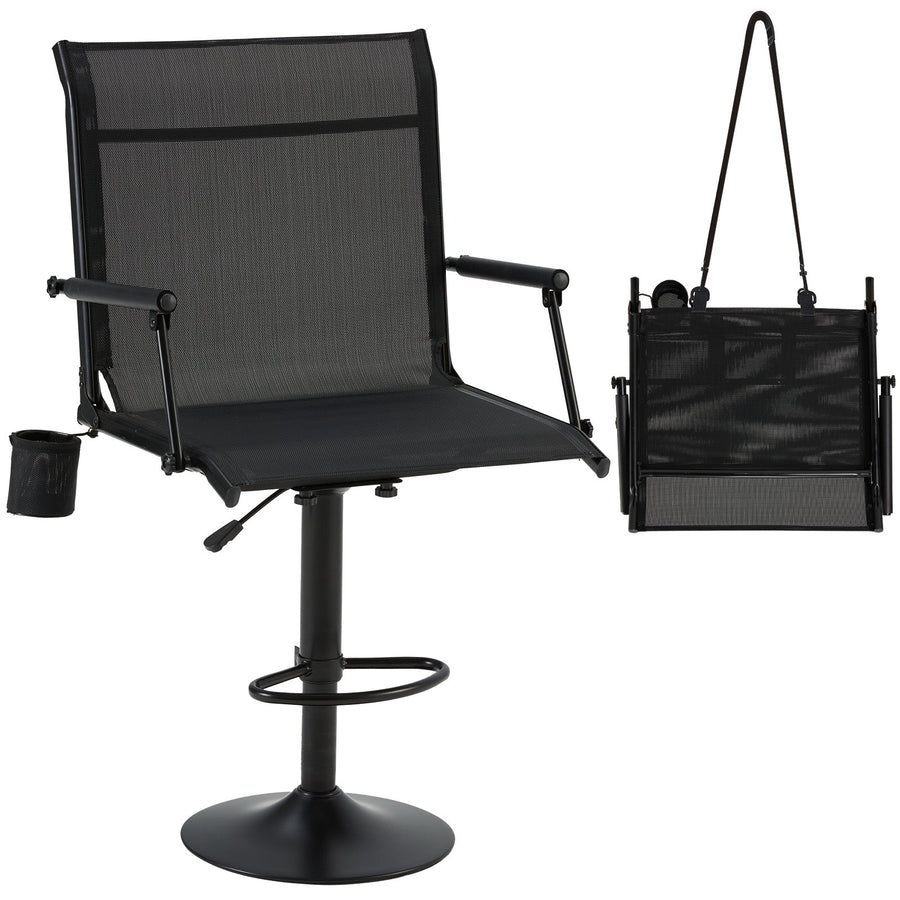AECOJOY Tall Hunting Bar Chair, 360° Swivel, Compact Folding Design for Hunting Blinds