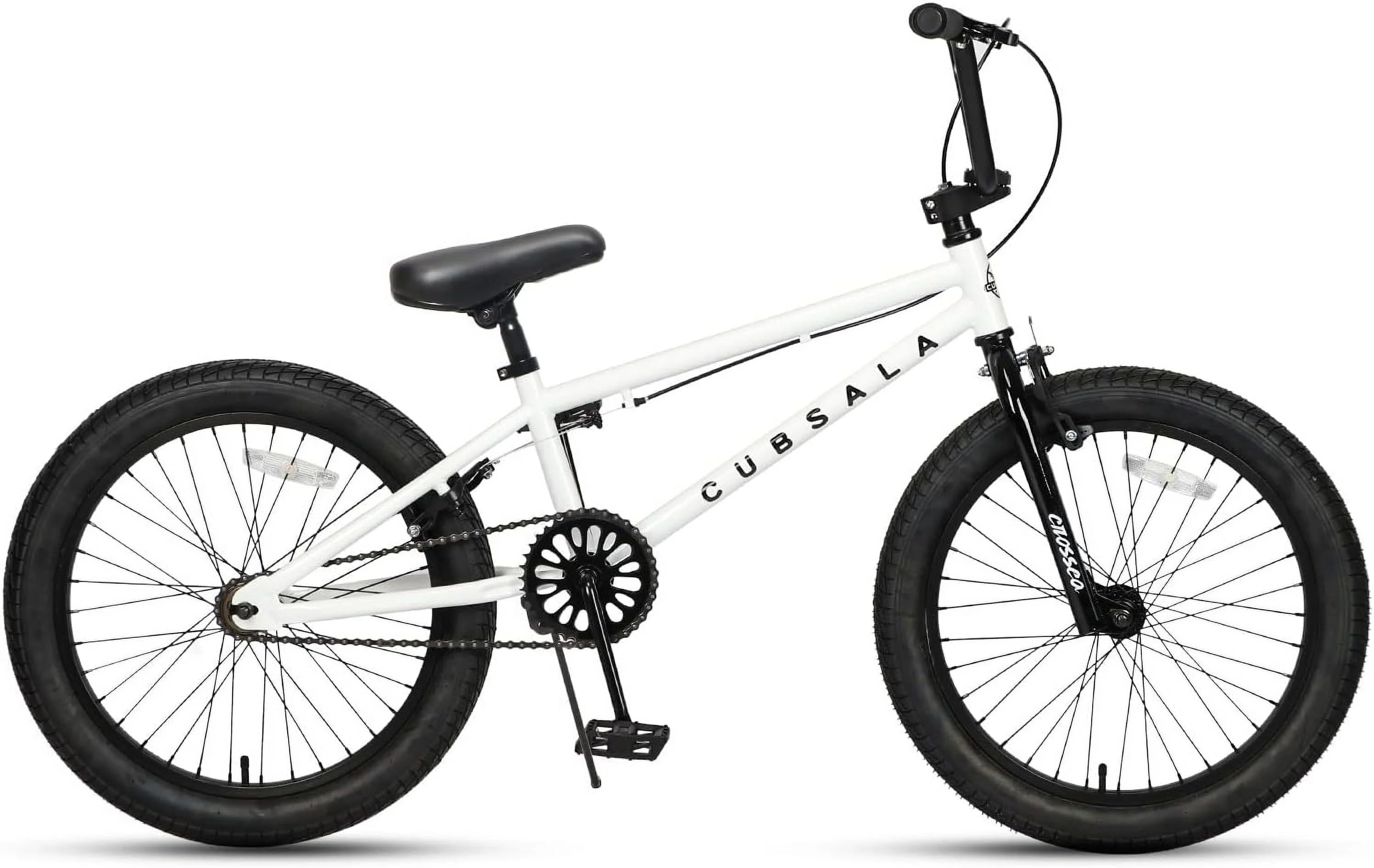 Cubsala 20 in Kids BMX Bike Freestylefor Age 6 - 14 Years Old Boys Girls with 4 Pegs, Black with Red Tires