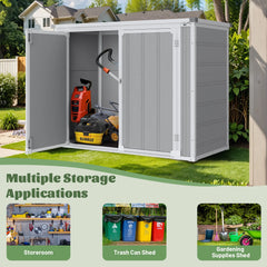 41 Cu.ft Outdoor Shed, Horizontal All - Weather Resin Storage Shed, Resistant Tool Shed for Storage of Bike/Trash Cans/Garden Tools/Lawn Mowers, 55.9"l x 29.52"w x 43.3"h Gray
