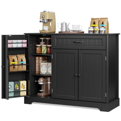 Coffee Bar, Lofka 42" Kitchen Storage Cabinet, Sideboard Buffet Cabinet with 8 Shelves, 1 Drawer