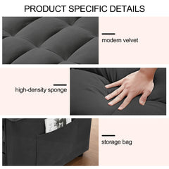Convertible Sofa Bed, 3 - in - 1 Sleeper Sofa with Pull Out Bed, Sleeper Futon Couch Loveseat with Adjsutable Backrest and Pillows for Living Room, Black