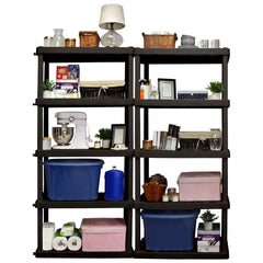 Hyper Tough Large 5 - Tier Shelving Unit, W36 x D18 x H74" Interlocking Multipurpose Organizer, Black, Pack of 2