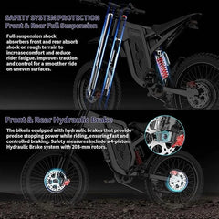 Freego X2pro 6000W(Peak)Motor 60V 30ah Battery Electric Motorcycle for Adults, Electric Dirt Bike Teens, 50MPH Off Road Electric Bicycle, 19x2 Full Suspension/Four - Piston Hydraulic Brake UL2849