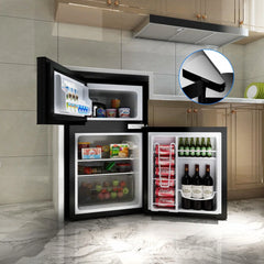Costway Refrigerator Small Freezer Cooler Fridge Compact 3.2 cu ft. Unit, Grey
