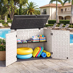 Tangkula Large Outdoor Storage Cabinet 20 Cu.Ft Horizontal Resin Storage Shed