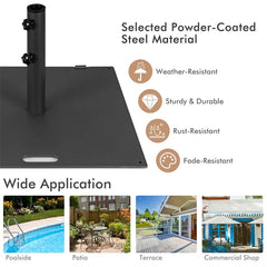 50 LBS Heavy Duty Patio Umbrella Base Stand, 24" Square Steel Outdoor Umbrella Weight with Wheels & 2 Tightening Knobs for Garden Deck Poolside