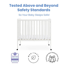 Delta Children Lee Portable Folding Mini Crib with 1.5 - Inch Mattress - Greenguard Gold Certified, Bianca White