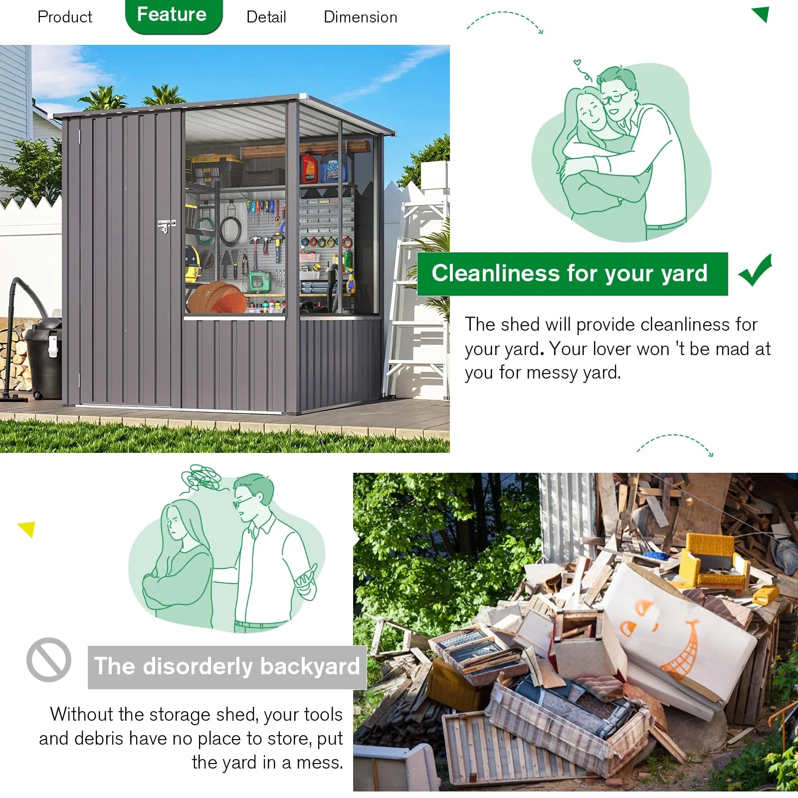 AECOJOY 5x5 FT Storage Shed, Metal Sheds & Outdoor Storage with Lockable Doors and Ventilated Mesh, Utility Garden Tool Shed
