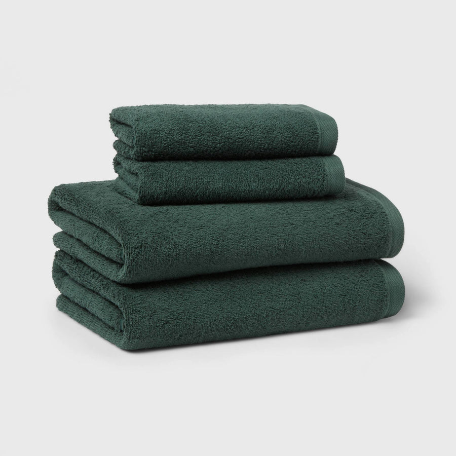 4pc Antimicrobial Assorted Bath and Hand Towel Set Dark Green - Room Essentials