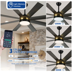 Dextrus 60 in Modern LED Outdoor/ Indoor Ceiling Fan with Remote Control