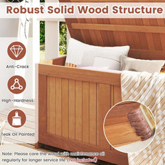 Tangkula 3-in-1 52 Gallon Wood Outdoor Storage Box