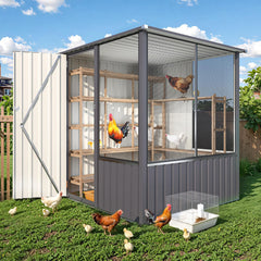 AECOJOY 5x5 FT Storage Shed, Metal Sheds & Outdoor Storage with Lockable Doors and Ventilated Mesh, Utility Garden Tool Shed