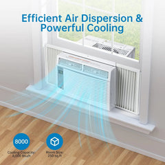 GAOMON Smart 6000 BTU Window Air Conditioner - WiFi - Enabled AC with Remote & App Control, Timer, Sleep Mode, Easy Install Kit, Cools Rooms up to 350 Sq. Ft, 115V, White
