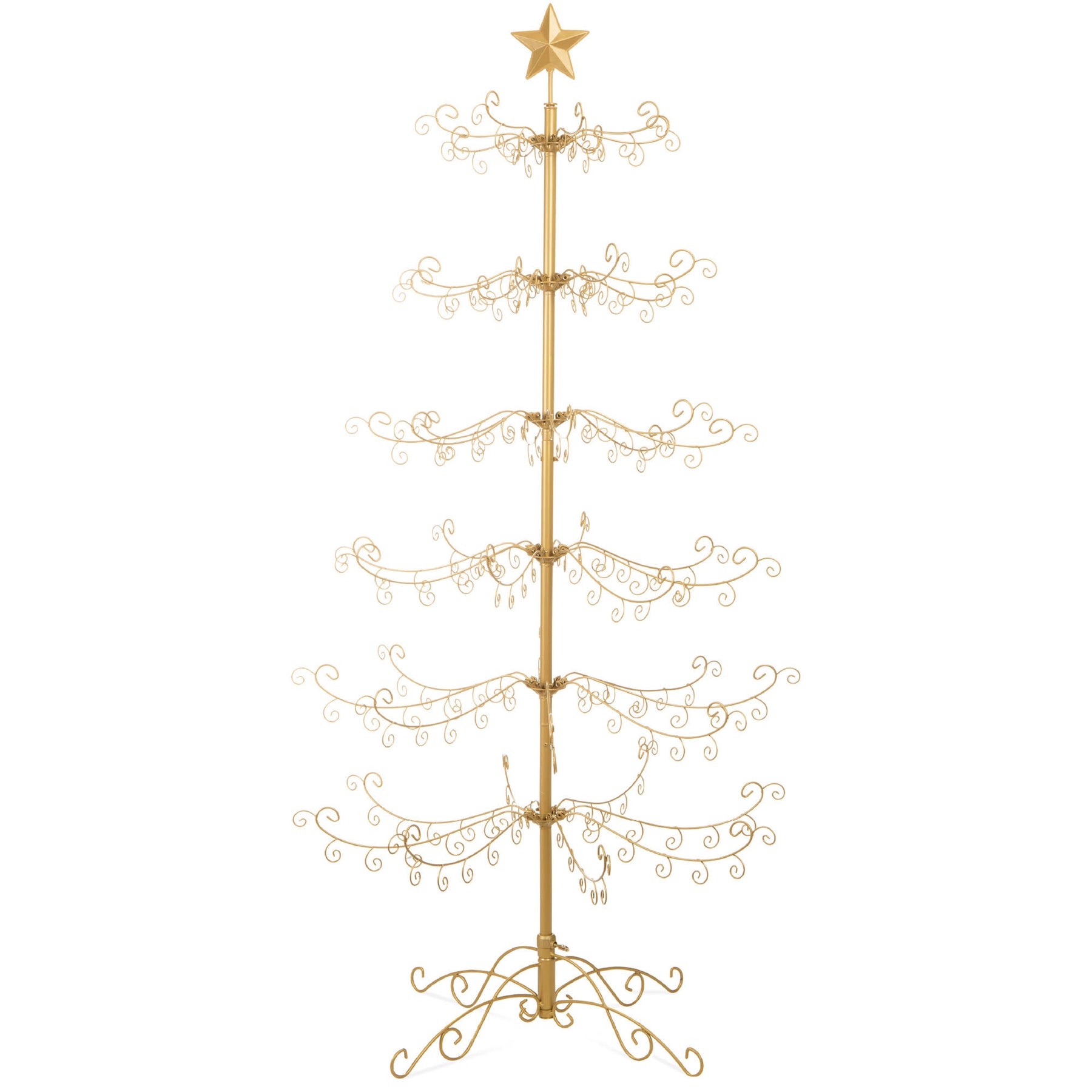Best Choice Products 6ft Wrought Iron Ornament Display Christmas Tree w/ Easy Assembly, Stand - Gold