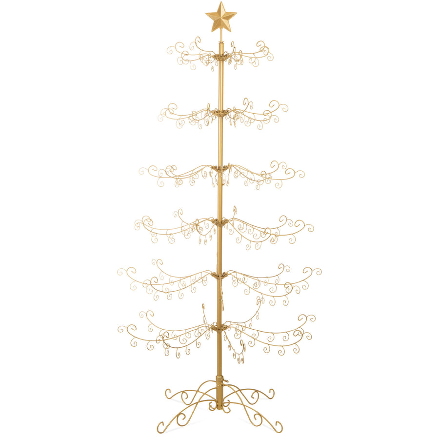 Best Choice Products 6ft Wrought Iron Ornament Display Christmas Tree w/ Easy Assembly, Stand - Gold