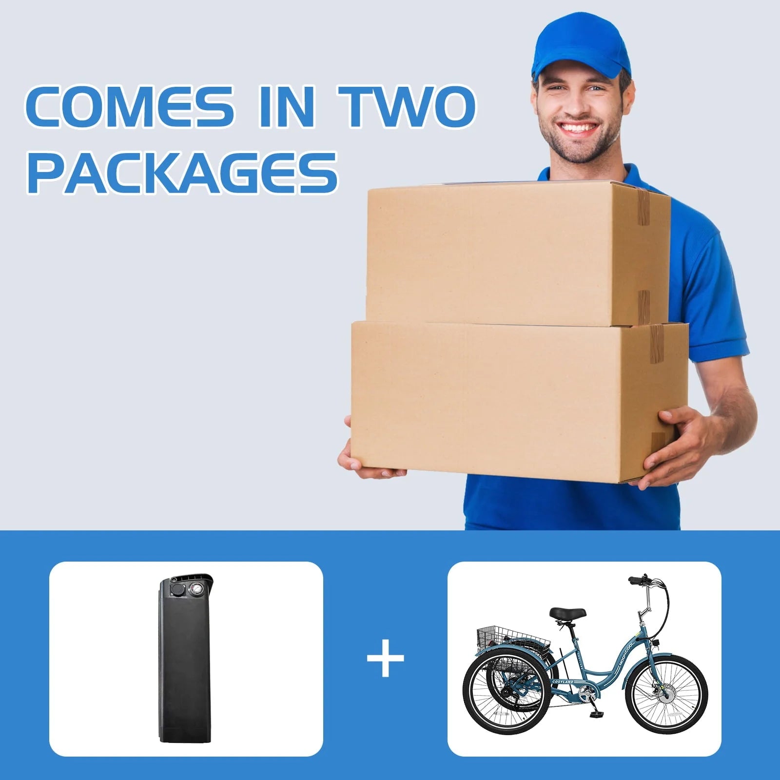 Lilypelle Electric Tricycle, 3 Wheel Motorized Bicycle, with 350W Motor 36V 10.4AH Lithium Battery UL Certified, 24" Adults Electric Trike, Three Wheel Ebike E Bicycle