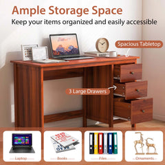 Computer Desk Study Writing Desk Home Office Workstation with 3 Drawers Black