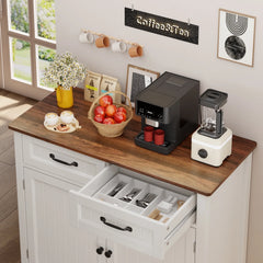 Coffee Bar, Lofka 42" Kitchen Storage Cabinet, Sideboard Buffet Cabinet with 8 Shelves, 1 Drawer