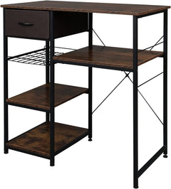 Microwave Stand 4-Tiers Kitchen Storage Fit Mini Fridge Baker¡¯s Rack Shelving Utility Coffee Bar with Big Drawer Wine Rack Metal Frame Industrial Workstation Organizer Kitchen Decor
