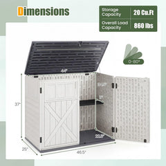Tangkula Large Outdoor Storage Cabinet 20 Cu.Ft Horizontal Resin Storage Shed
