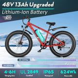 Gocio 26" 4.0 Fat Tire Electric Bike for Adults, 500W Motor, 48V 13ah Battery, Lightweight Aluminum Alloy Frame, Max 22mph Electric Mountain Bike Beach Snow Ebike for Men, Professional 7 - Speed UL2849