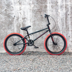Cubsala 20 in Kids BMX Bike Freestylefor Age 6 - 14 Years Old Boys Girls with 4 Pegs, Black with Red Tires