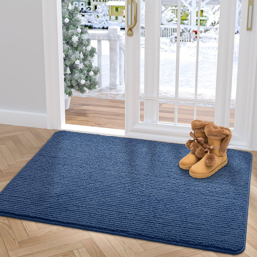 DEXI Door Mat Entryway Doormat Front Entrance Non-Slip Low Profile Washable for Inside Entry 23.5"x35.5",Blue