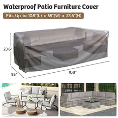 AECOJOY 7 Piece Outdoor Patio Furniture Set with Waterproof Cover, Black & Beige