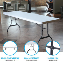 Lifetime 8 - Foot Commercial Grade Folding Table, White Granite (22980)
