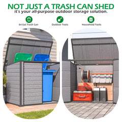 AECOJOY Resin Outdoor Trash Can Storage Shed, Plastic Garbage Can Shed for 2 Cans